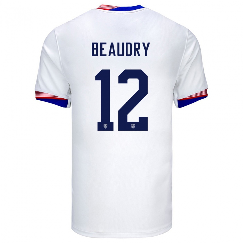Mann Usa Adam Beaudry #12 Hvit Hjemmetrøye Drakt Trøye 24-26 Skjorter T-Skjorte