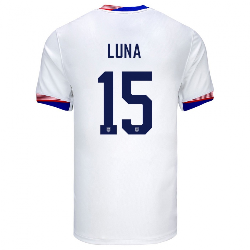 Mann Usa Diego Luna #15 Hvit Hjemmetrøye Drakt Trøye 24-26 Skjorter T-Skjorte