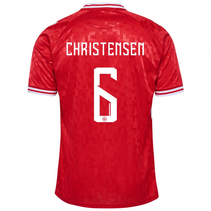 Mann Danmark Andreas Christensen #6 Rød Hjemmetrøye Drakt Trøye 24-26 Skjorter T-Skjorte