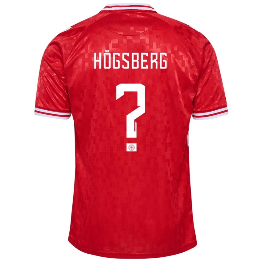 Mann Danmark Lucas Högsberg #0 Rød Hjemmetrøye Drakt Trøye 24-26 Skjorter T-Skjorte