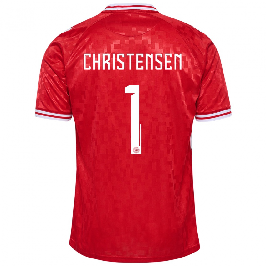 Mann Danmark Lene Christensen #1 Rød Hjemmetrøye Drakt Trøye 24-26 Skjorter T-Skjorte