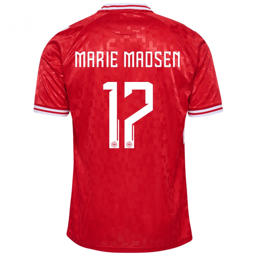 Mann Danmark Rikke Marie Madsen #17 Rød Hjemmetrøye Drakt Trøye 24-26 Skjorter T-Skjorte