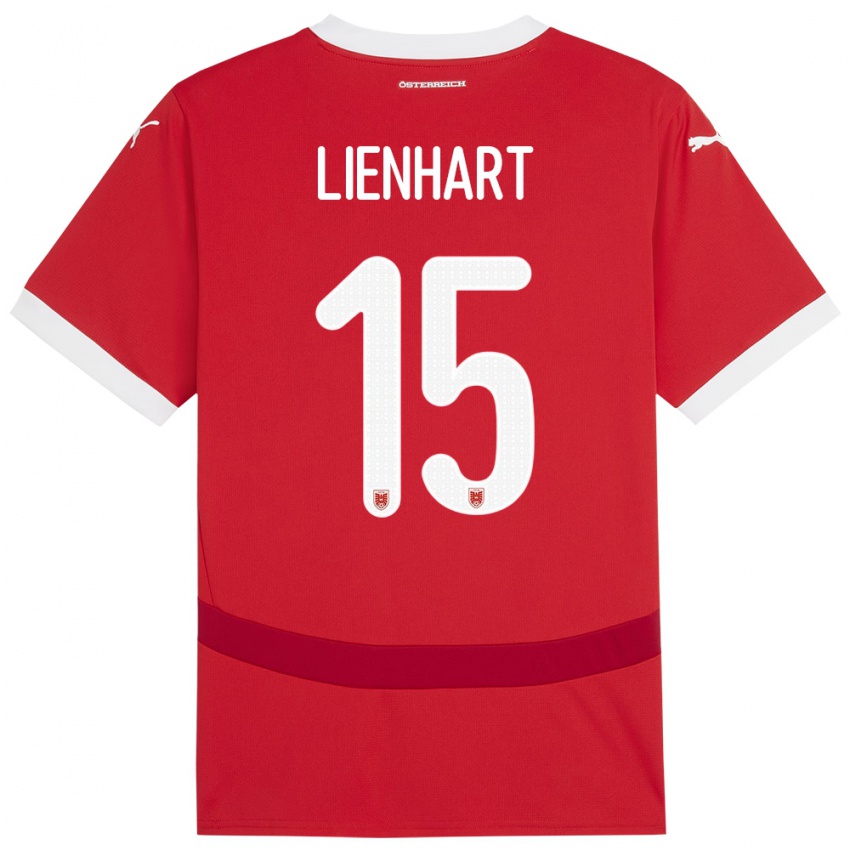 Mann Østerrike Philipp Lienhart #15 Rød Hjemmetrøye Drakt Trøye 24-26 Skjorter T-Skjorte