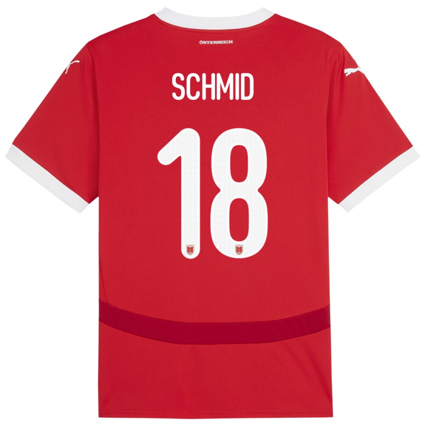 Mann Østerrike Romano Schmid #18 Rød Hjemmetrøye Drakt Trøye 24-26 Skjorter T-Skjorte