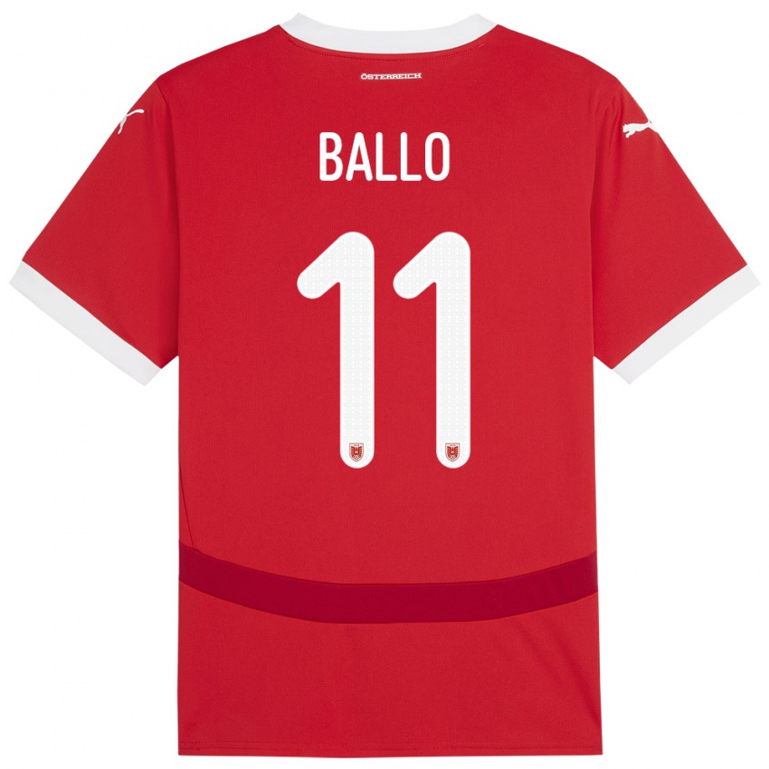 Mann Østerrike Thierno Ballo #11 Rød Hjemmetrøye Drakt Trøye 24-26 Skjorter T-Skjorte