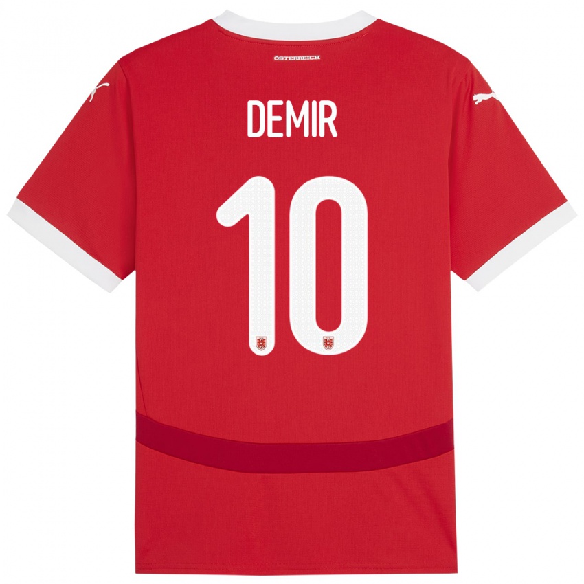 Mann Østerrike Yusuf Demir #10 Rød Hjemmetrøye Drakt Trøye 24-26 Skjorter T-Skjorte