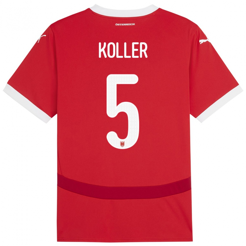 Mann Østerrike Paul Koller #5 Rød Hjemmetrøye Drakt Trøye 24-26 Skjorter T-Skjorte