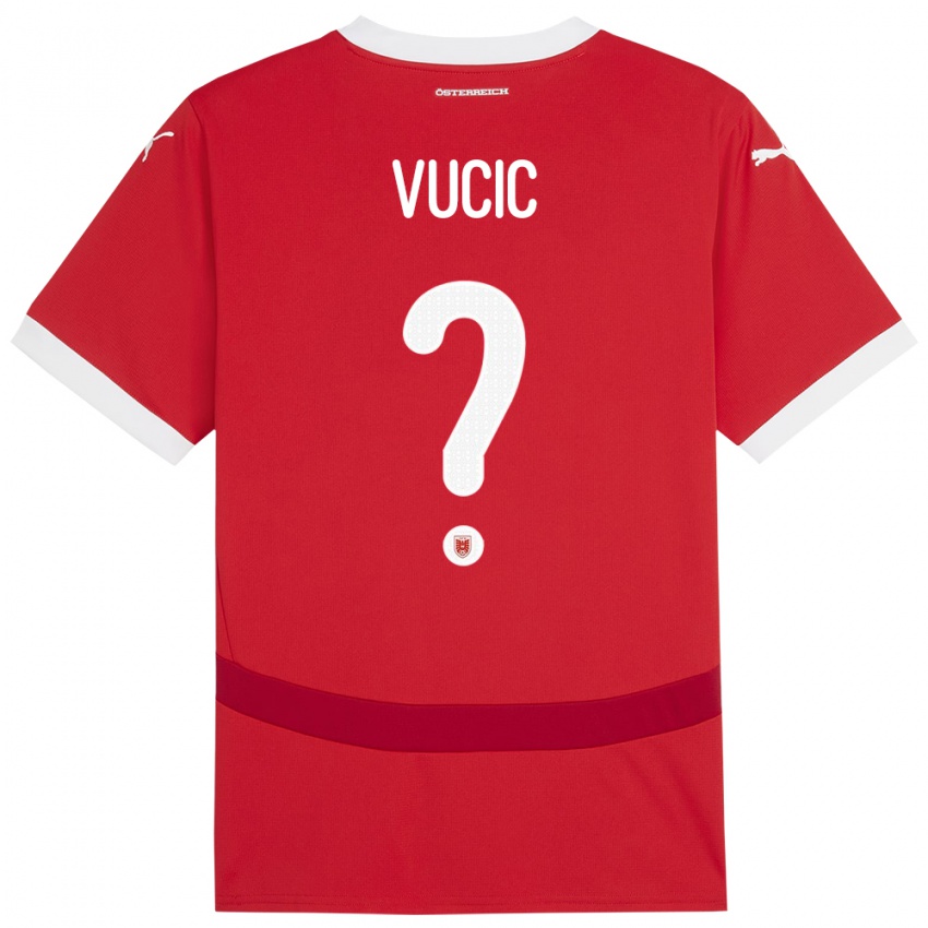 Mann Østerrike Romeo Vucic #0 Rød Hjemmetrøye Drakt Trøye 24-26 Skjorter T-Skjorte