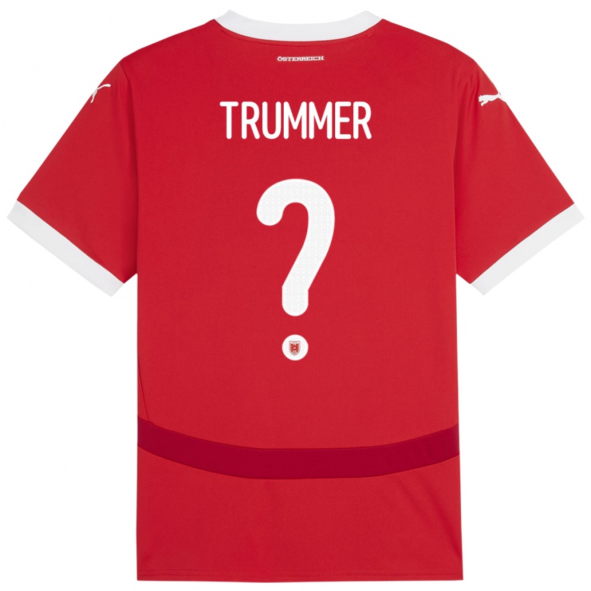Mann Østerrike Tim Trummer #0 Rød Hjemmetrøye Drakt Trøye 24-26 Skjorter T-Skjorte