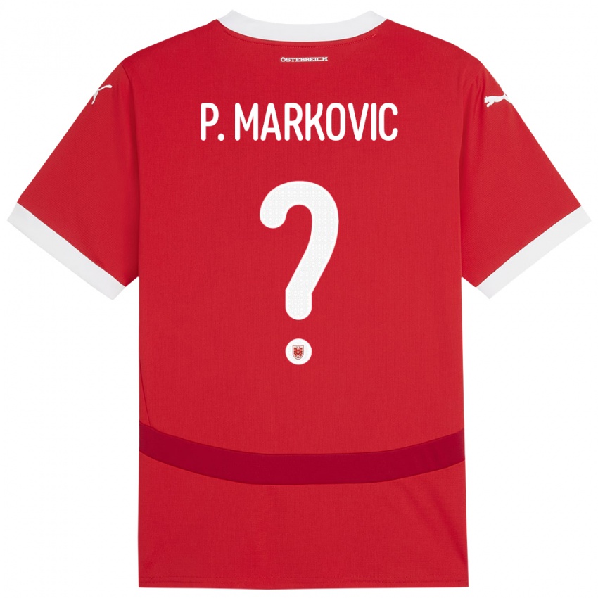 Mann Østerrike Petar Markovic #0 Rød Hjemmetrøye Drakt Trøye 24-26 Skjorter T-Skjorte