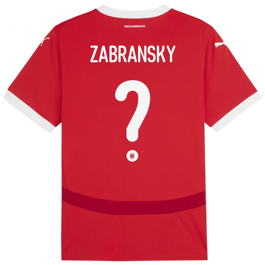 Mann Østerrike Valentin Zabransky #0 Rød Hjemmetrøye Drakt Trøye 24-26 Skjorter T-Skjorte
