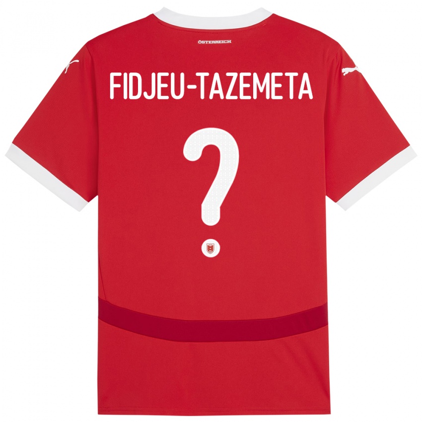 Mann Østerrike Thierry Fidjeu-Tazemeta #0 Rød Hjemmetrøye Drakt Trøye 24-26 Skjorter T-Skjorte