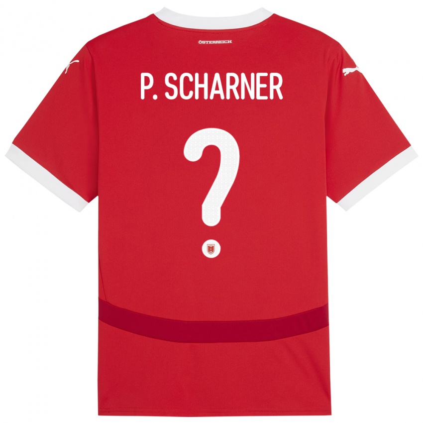 Mann Østerrike Paul Scharner #0 Rød Hjemmetrøye Drakt Trøye 24-26 Skjorter T-Skjorte