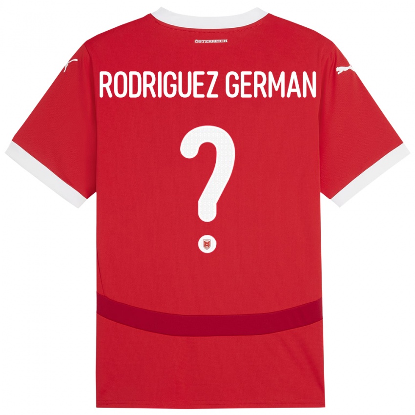 Mann Østerrike Ryan Rodriguez German #0 Rød Hjemmetrøye Drakt Trøye 24-26 Skjorter T-Skjorte