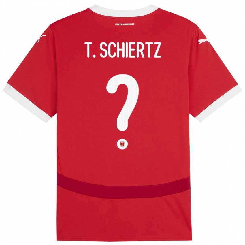 Mann Østerrike Tammo Schiertz #0 Rød Hjemmetrøye Drakt Trøye 24-26 Skjorter T-Skjorte