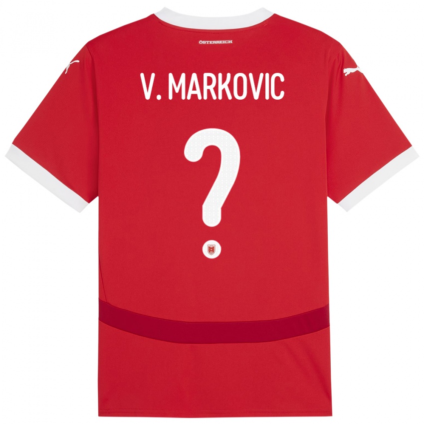 Mann Østerrike Vasilije Markovic #0 Rød Hjemmetrøye Drakt Trøye 24-26 Skjorter T-Skjorte