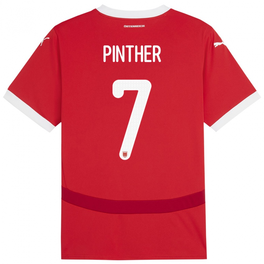 Mann Østerrike Viktoria Pinther #7 Rød Hjemmetrøye Drakt Trøye 24-26 Skjorter T-Skjorte