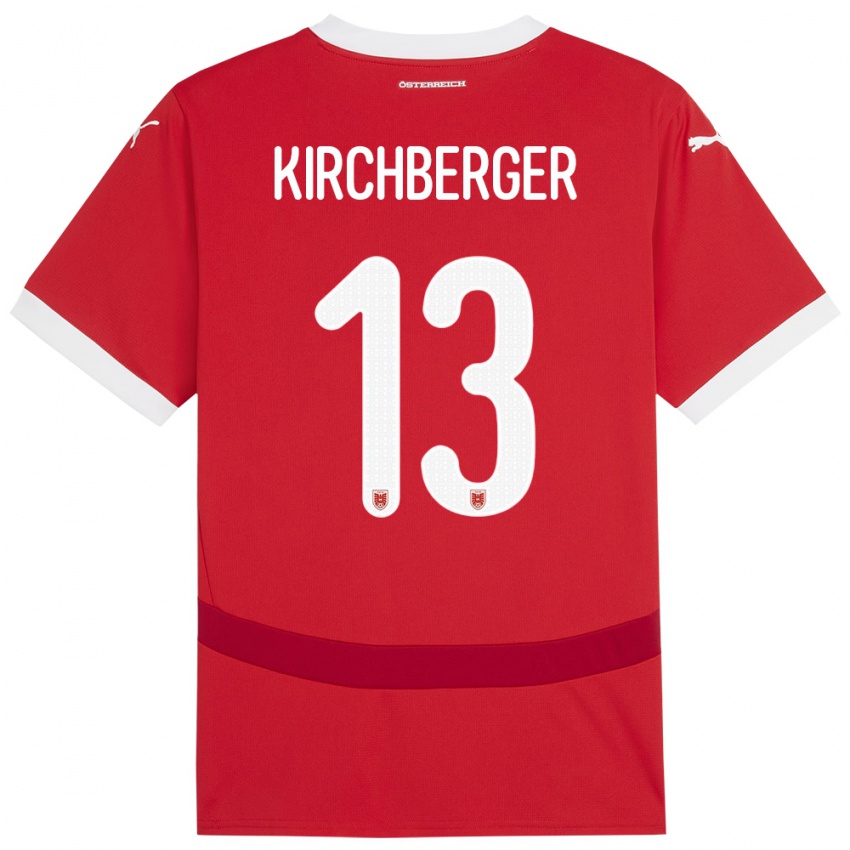 Mann Østerrike Virginia Kirchberger #13 Rød Hjemmetrøye Drakt Trøye 24-26 Skjorter T-Skjorte