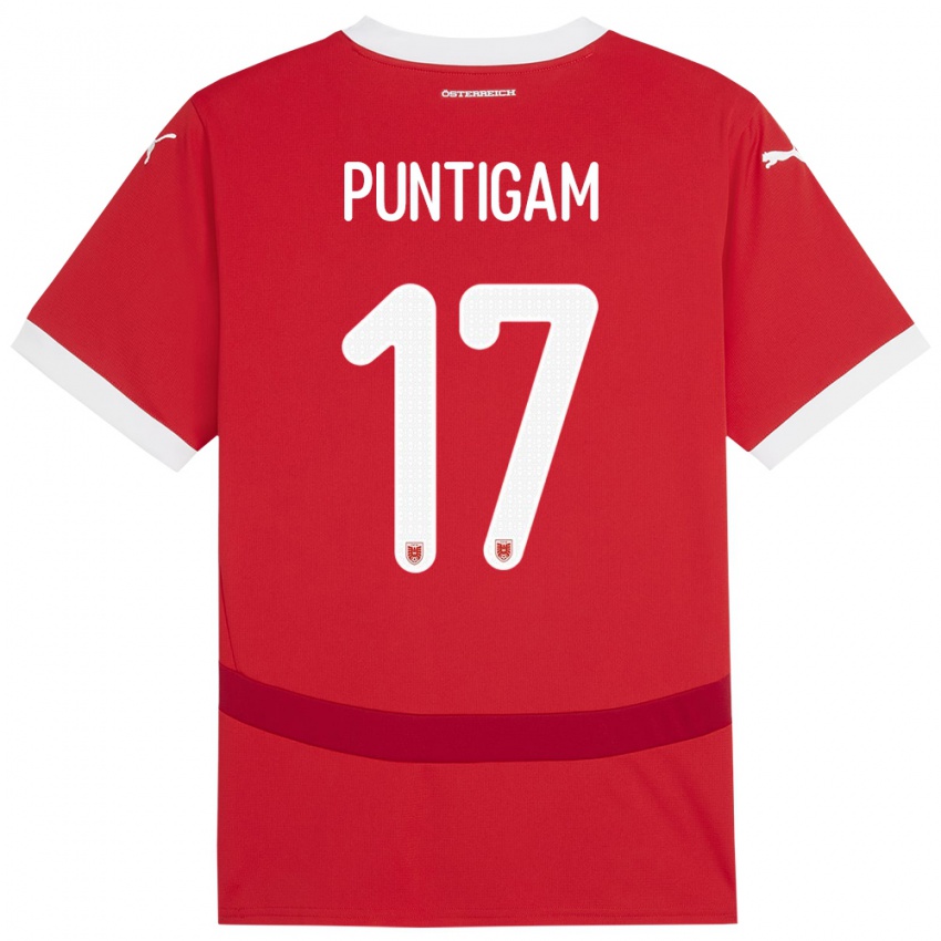 Mann Østerrike Sarah Puntigam #17 Rød Hjemmetrøye Drakt Trøye 24-26 Skjorter T-Skjorte