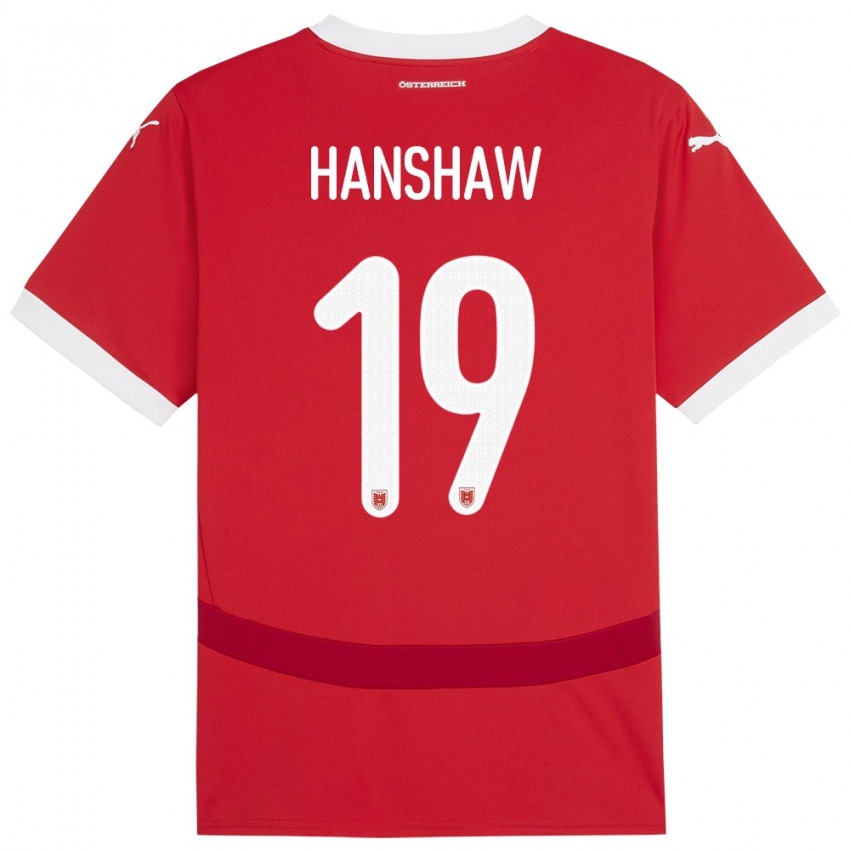 Mann Østerrike Verena Hanshaw #19 Rød Hjemmetrøye Drakt Trøye 24-26 Skjorter T-Skjorte