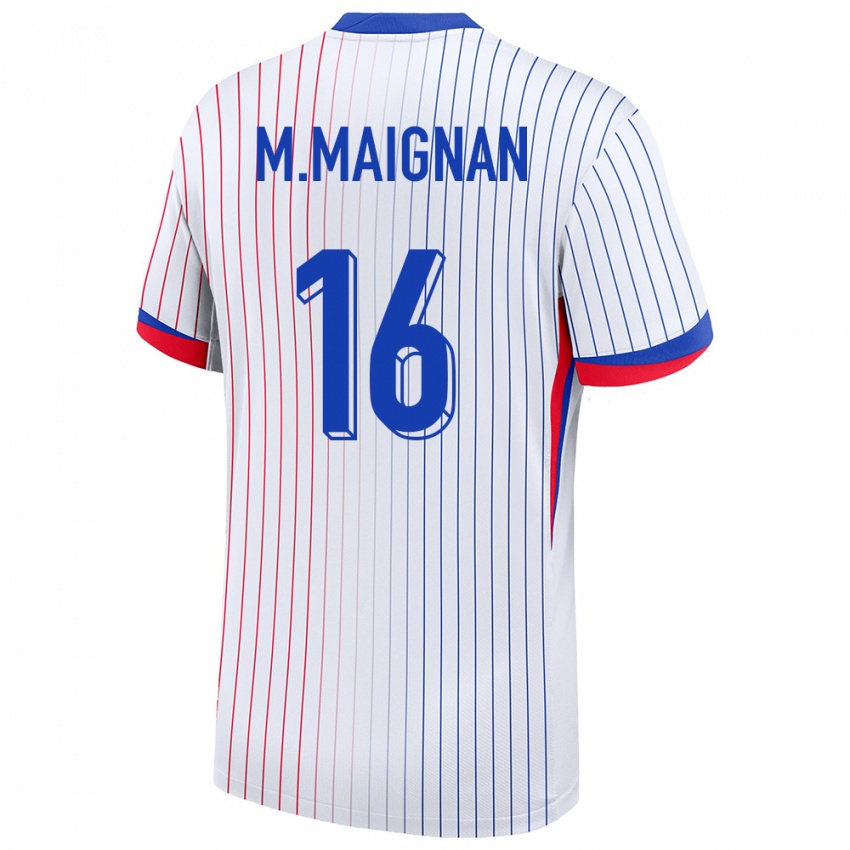 Mann Frankrike Mike Maignan #16 Hvit Bortetrøye Drakt Trøye 24-26 Skjorter T-Skjorte
