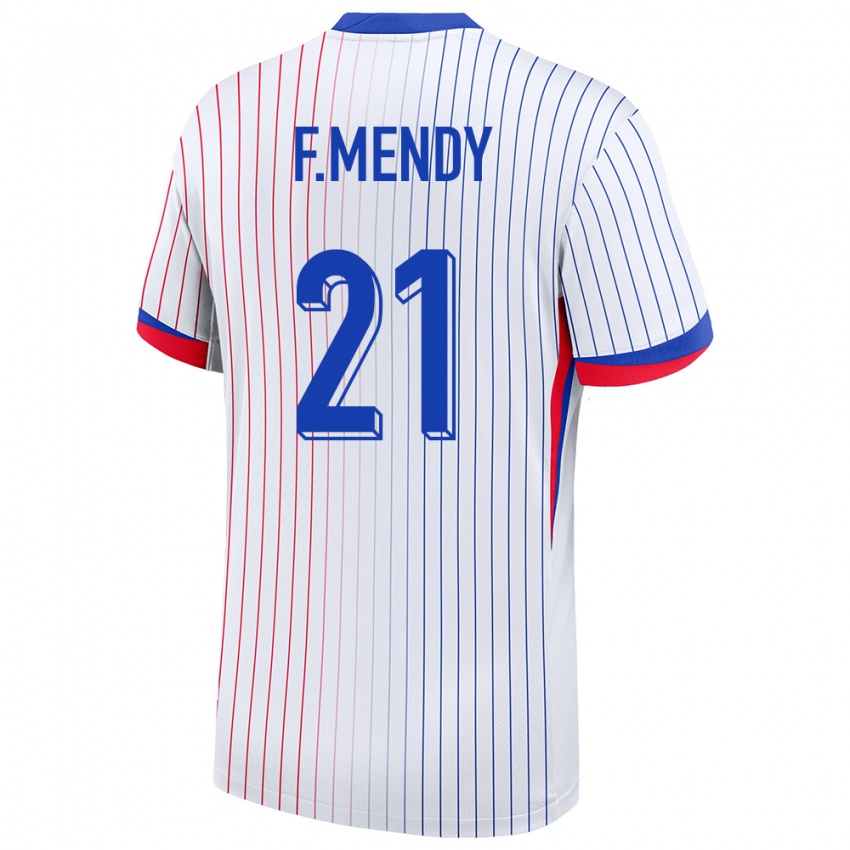 Mann Frankrike Ferland Mendy #21 Hvit Bortetrøye Drakt Trøye 24-26 Skjorter T-Skjorte