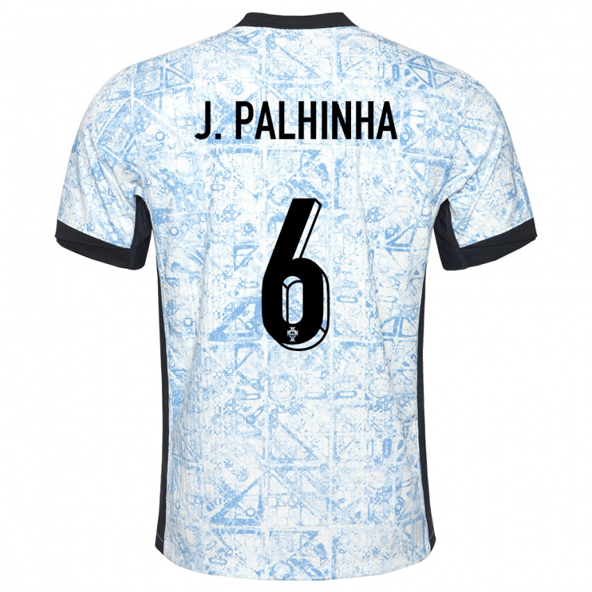 Mann Portugal Joao Palhinha #6 Kremblå Bortetrøye Drakt Trøye 24-26 Skjorter T-Skjorte