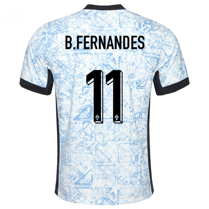 Mann Portugal Bruno Fernandes #11 Kremblå Bortetrøye Drakt Trøye 24-26 Skjorter T-Skjorte