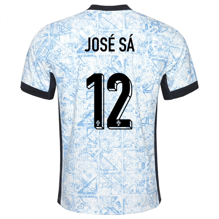 Mann Portugal Jose Sa #12 Kremblå Bortetrøye Drakt Trøye 24-26 Skjorter T-Skjorte