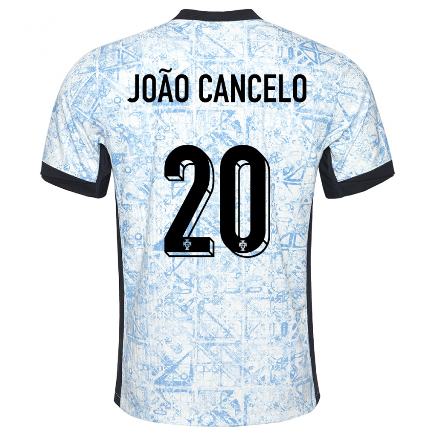 Mann Portugal Joao Cancelo #20 Kremblå Bortetrøye Drakt Trøye 24-26 Skjorter T-Skjorte