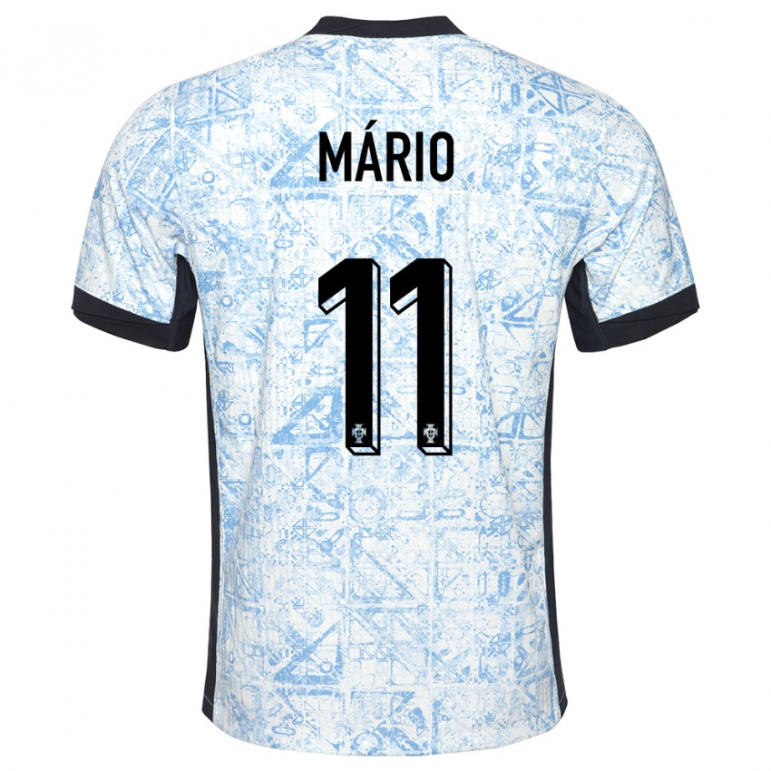 Mann Portugal Joao Mario #11 Kremblå Bortetrøye Drakt Trøye 24-26 Skjorter T-Skjorte
