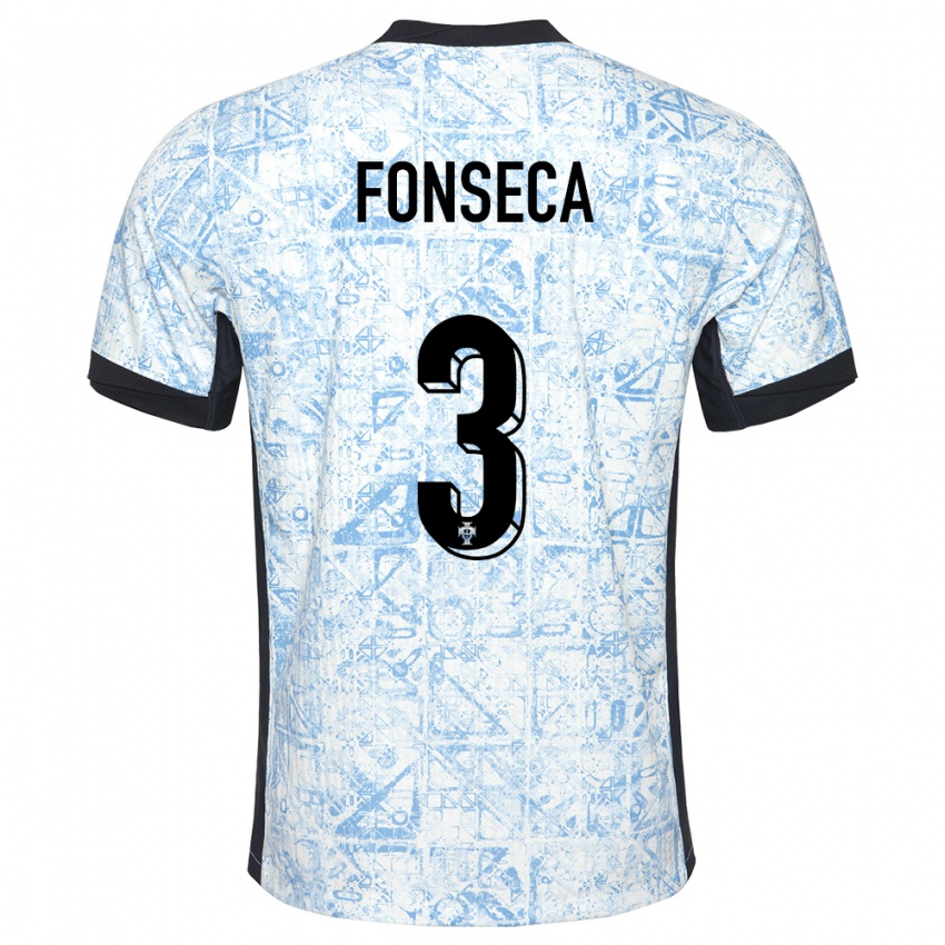 Mann Portugal Joao Fonseca #3 Kremblå Bortetrøye Drakt Trøye 24-26 Skjorter T-Skjorte