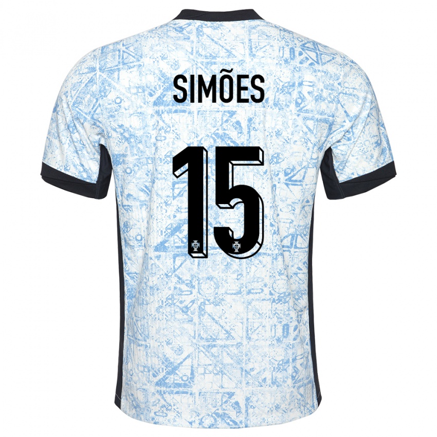 Mann Portugal Joao Simoes #15 Kremblå Bortetrøye Drakt Trøye 24-26 Skjorter T-Skjorte