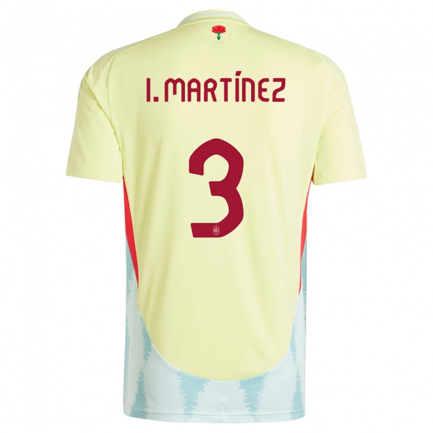 Mann Spania Inigo Martinez #3 Gul Bortetrøye Drakt Trøye 24-26 Skjorter T-Skjorte