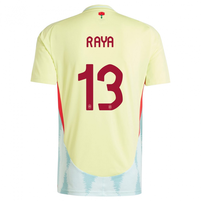 Mann Spania David Raya #13 Gul Bortetrøye Drakt Trøye 24-26 Skjorter T-Skjorte
