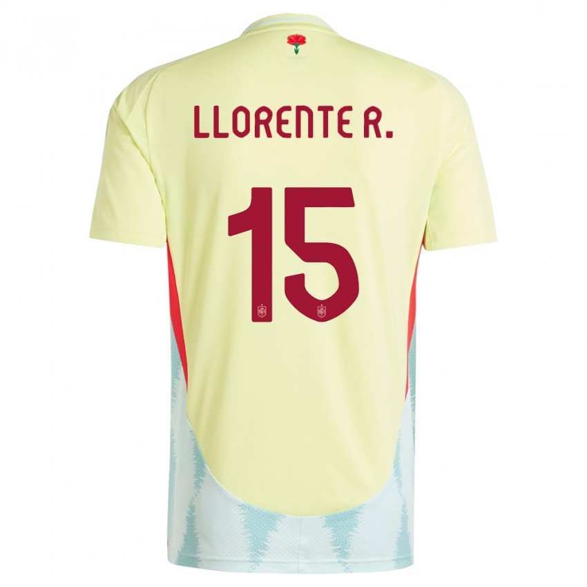 Mann Spania Diego Llorente #15 Gul Bortetrøye Drakt Trøye 24-26 Skjorter T-Skjorte