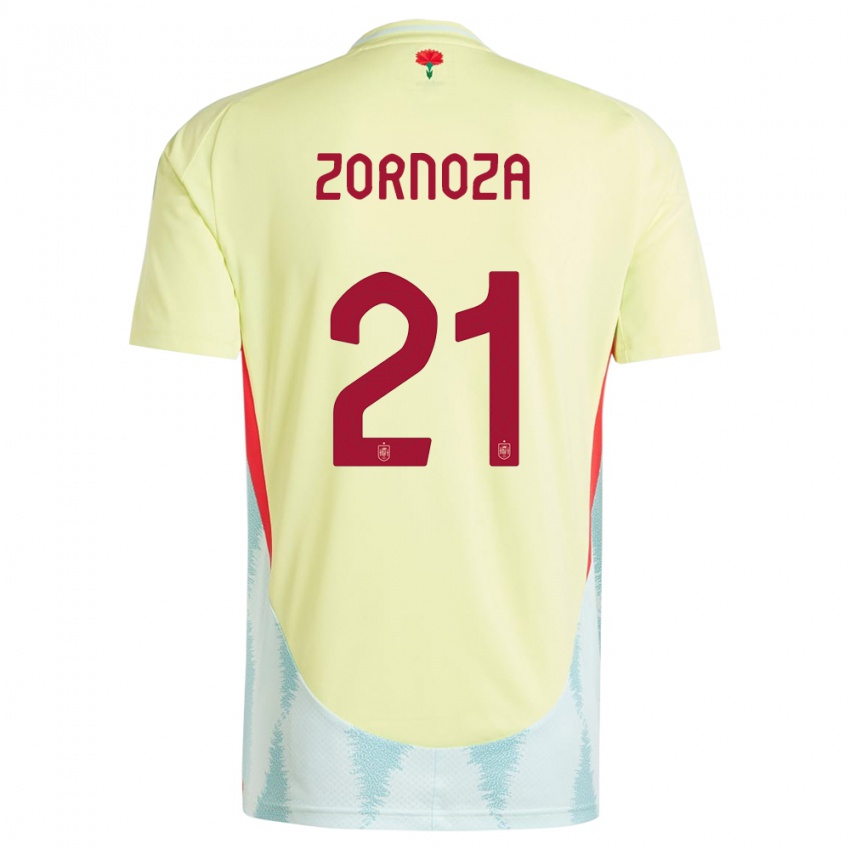 Mann Spania Claudia Zornoza #21 Gul Bortetrøye Drakt Trøye 24-26 Skjorter T-Skjorte
