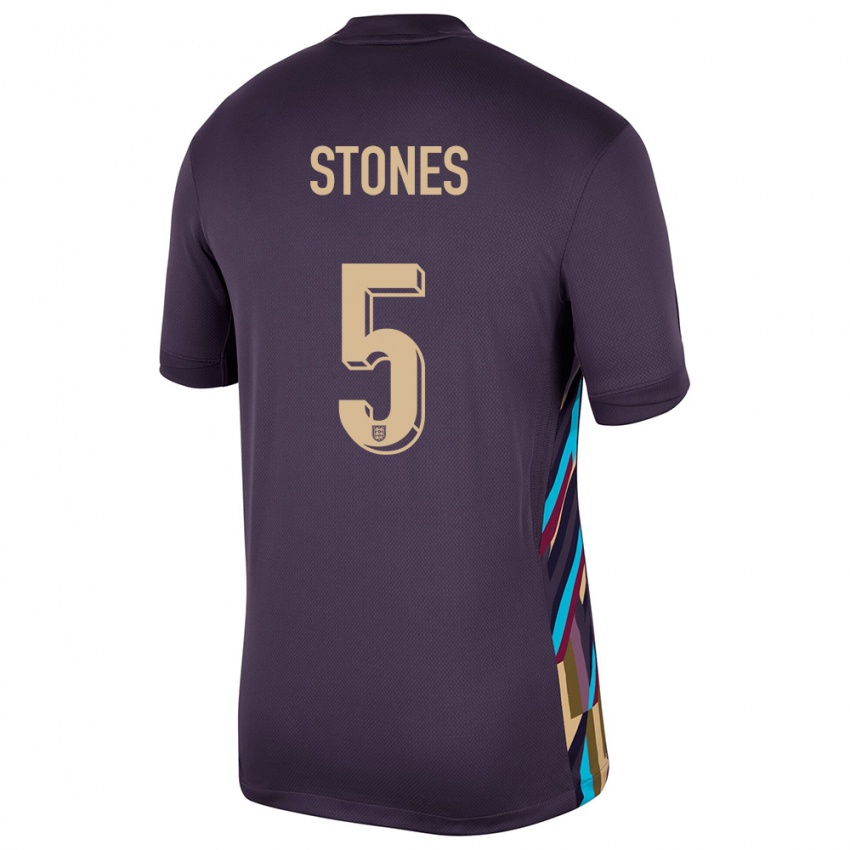 Mann England John Stones #5 Mørk Rosin Bortetrøye Drakt Trøye 24-26 Skjorter T-Skjorte