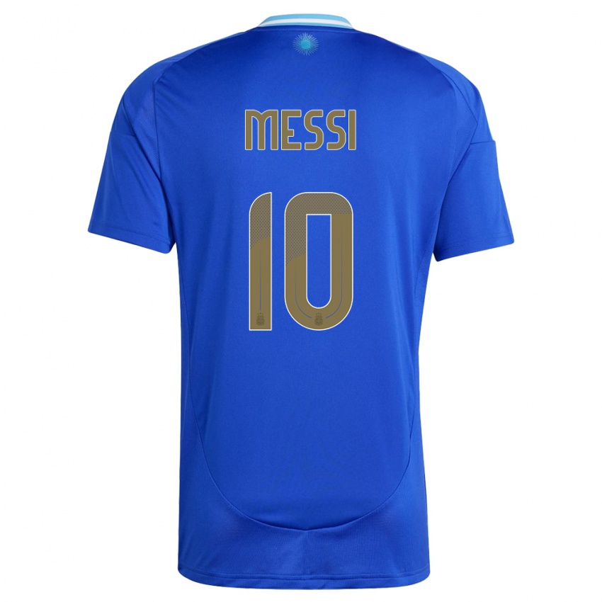 Mann Argentina Lionel Messi #10 Blå Bortetrøye Drakt Trøye 24-26 Skjorter T-Skjorte