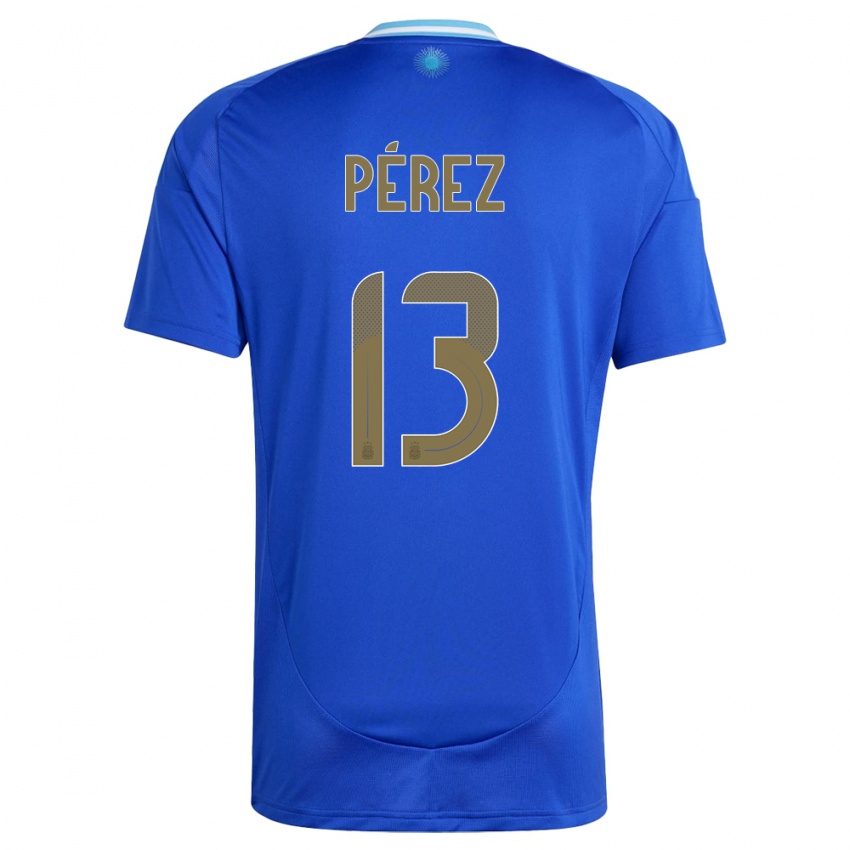 Mann Argentina Nehuen Perez #13 Blå Bortetrøye Drakt Trøye 24-26 Skjorter T-Skjorte