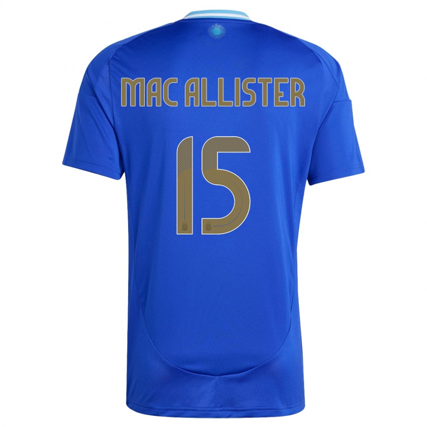 Mann Argentina Alexis Mac Allister #15 Blå Bortetrøye Drakt Trøye 24-26 Skjorter T-Skjorte