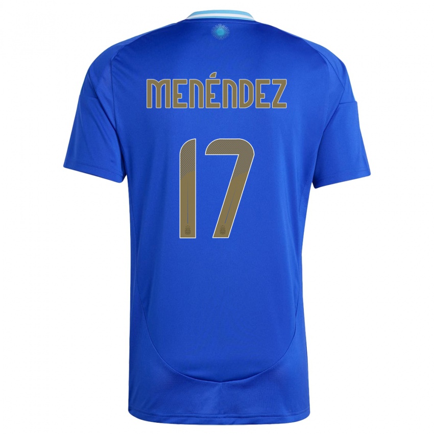 Mann Argentina Milagros Menendez #17 Blå Bortetrøye Drakt Trøye 24-26 Skjorter T-Skjorte