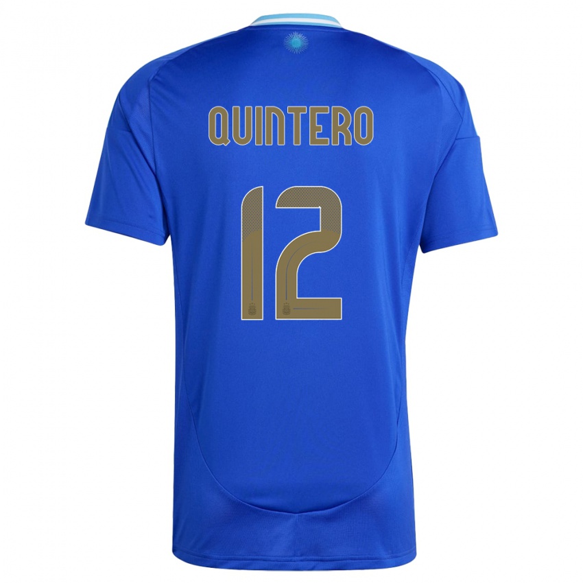 Mann Argentina Valentino Quintero #12 Blå Bortetrøye Drakt Trøye 24-26 Skjorter T-Skjorte