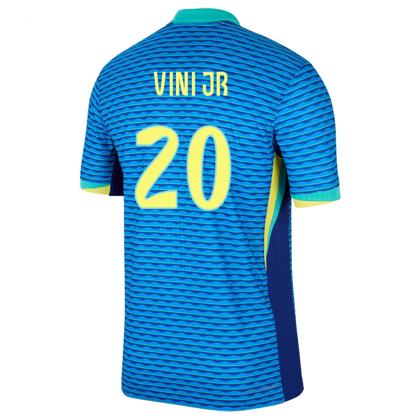 Mann Brasil Vinicius Junior #20 Blå Bortetrøye Drakt Trøye 24-26 Skjorter T-Skjorte