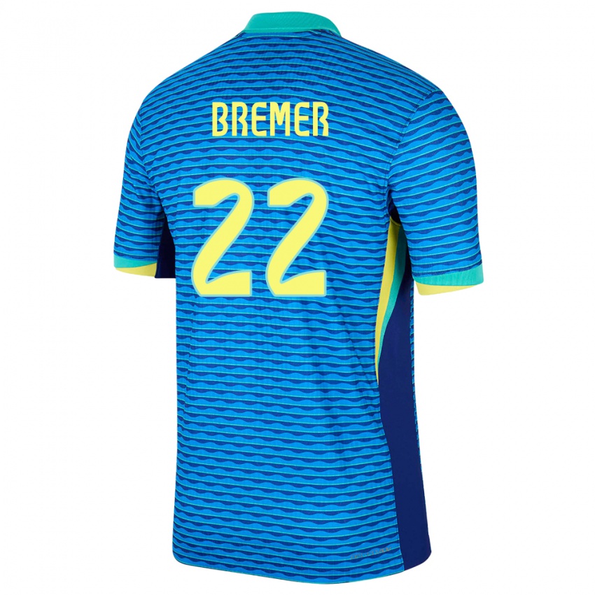 Mann Brasil Bremer #22 Blå Bortetrøye Drakt Trøye 24-26 Skjorter T-Skjorte