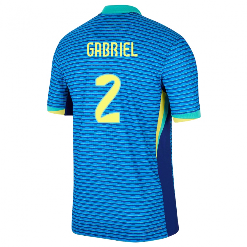 Mann Brasil Victor Gabriel #2 Blå Bortetrøye Drakt Trøye 24-26 Skjorter T-Skjorte