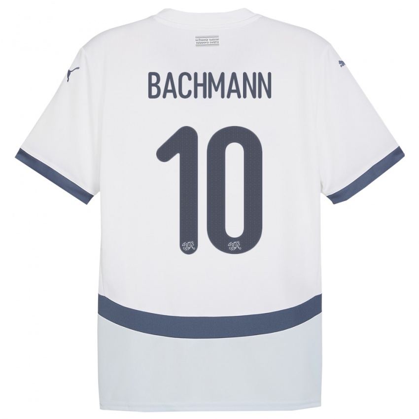 Mann Sveits Ramona Bachmann #10 Hvit Bortetrøye Drakt Trøye 24-26 Skjorter T-Skjorte