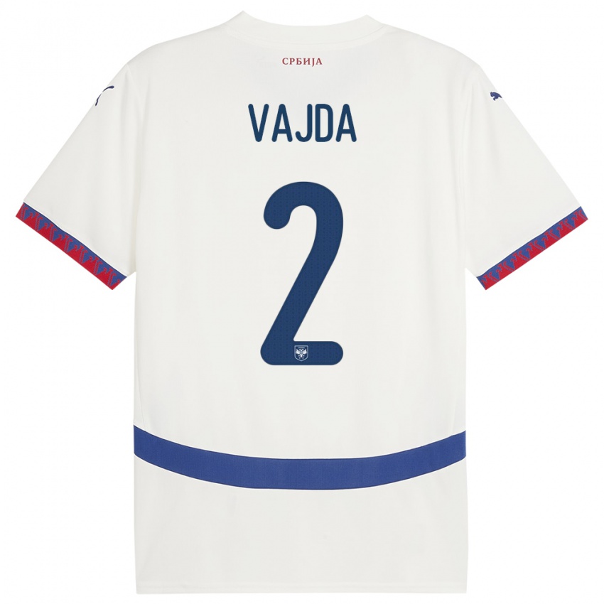Mann Serbia Orsoja Vajda #2 Hvit Bortetrøye Drakt Trøye 24-26 Skjorter T-Skjorte