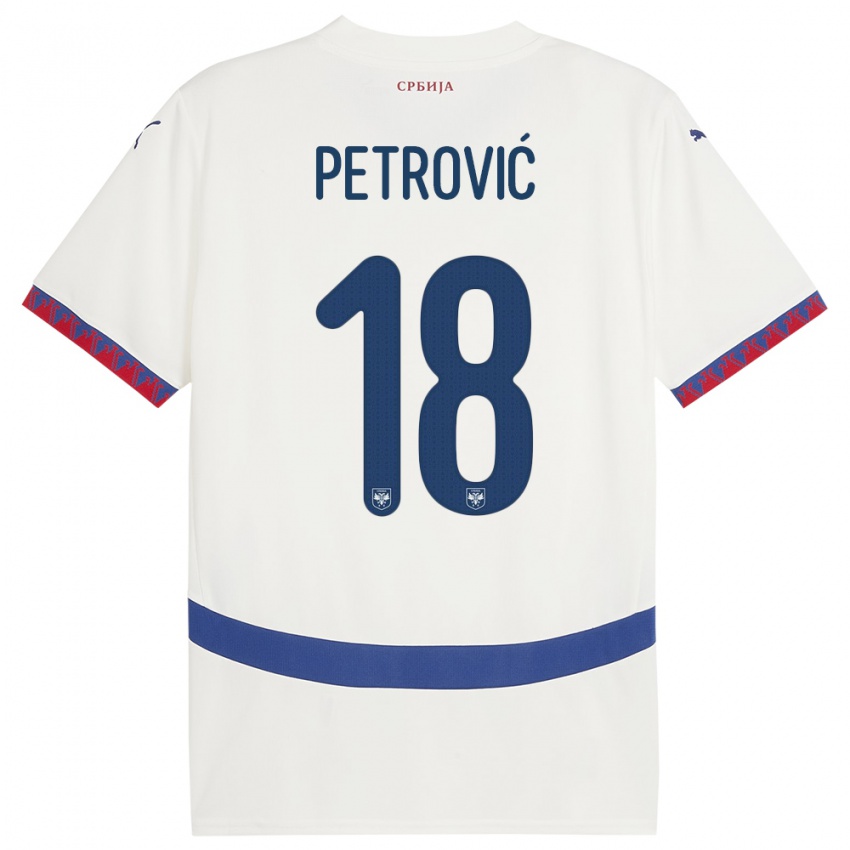 Mann Serbia Emilija Petrovic #18 Hvit Bortetrøye Drakt Trøye 24-26 Skjorter T-Skjorte