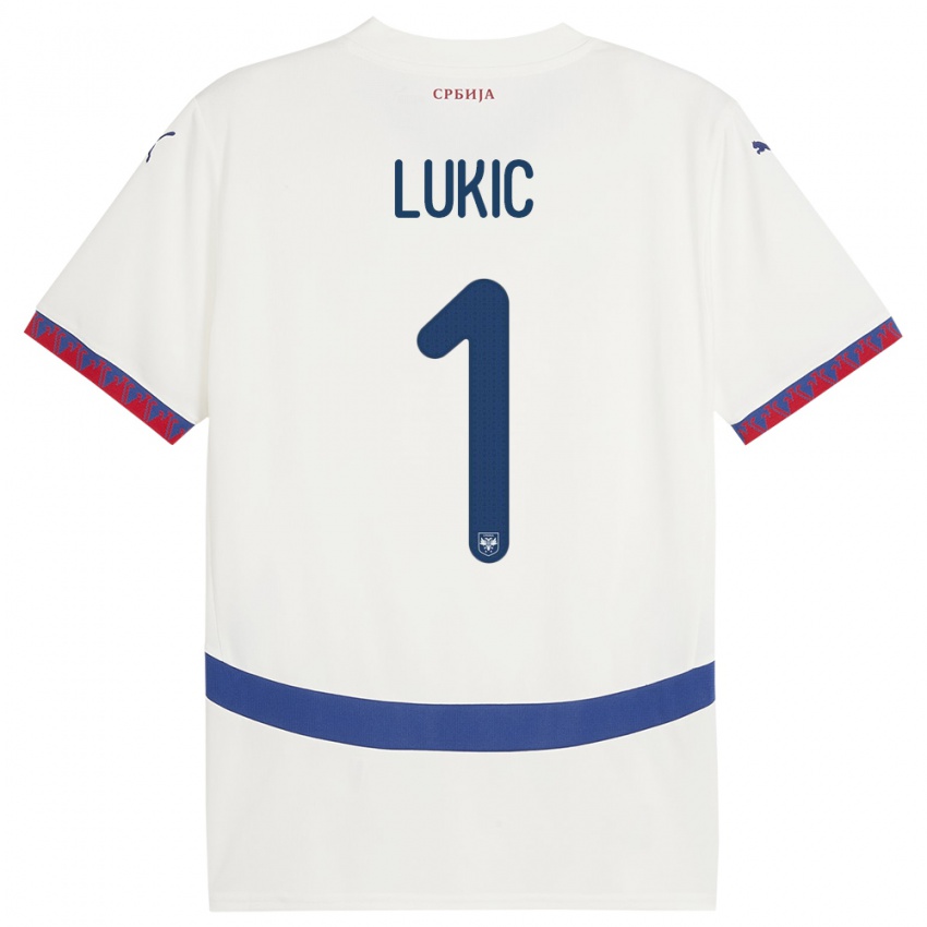 Mann Serbia Ognjen Lukic #1 Hvit Bortetrøye Drakt Trøye 24-26 Skjorter T-Skjorte